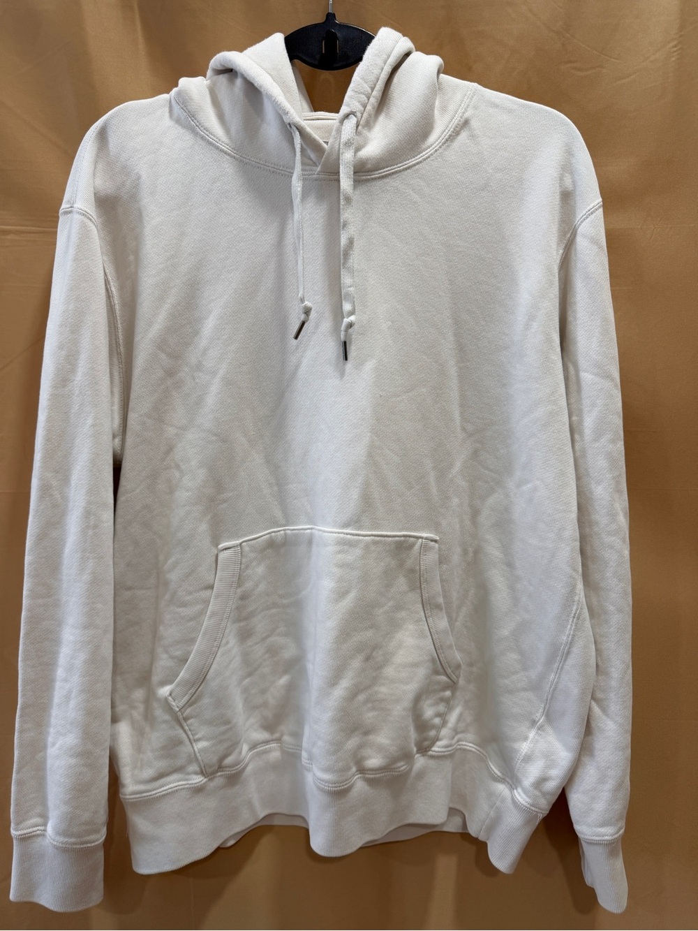 Uniqlo White 100% Cotton Pullover Hoodie Sweatshirt Basic Minimalist Size Large